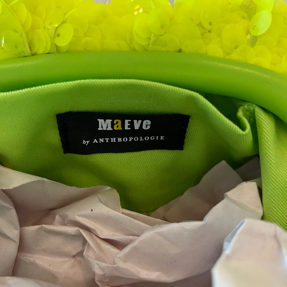 Anthropologie Frankie Mini Clutch: Piette Sequin Edition - Neon Yellow - NEW - Picture 7 of 7